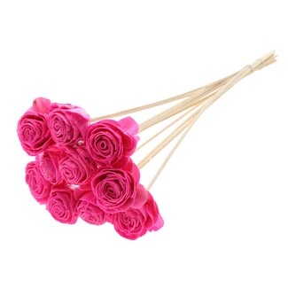 QC Shola Rose mit Wachs auf Stiel | Farbe: kirschfarben | Shola Beauty Rose | Durchmesser 6 centimeter | Lengte ± 50 centimeter | 10 Beistecker pro Bund | Pro Bund