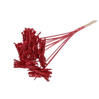 QC Dekoratives Coco Rose Sträußchen auf Stab | Farbe: Rot | Coco Rose Posy Einstecker | Länge Einstecker ± 50 Zentimeter | 10 Einstecker pro Bund