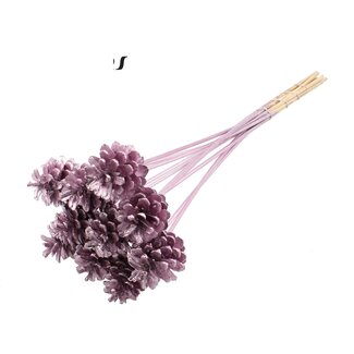 QC Pine cone on stick | Colour: Metallic Pink | Diameter 5 - 7 centimetres | Length ± 50 centimetres | 10 picks per bunch