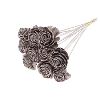 QC Shola Rose am Stiel | Farbe: Champagnerfarben | Shola Beauty Rose | Durchmesser 6 centimeter | Länge ± 50 centimeter | 10 Blumenstecker pro Bund | Pro Bund