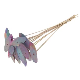 QC Oval Wooden Disc on Stick | Colour: Gradient Pink | Wooden Disc Stick | Diameter 5 - 7 centimetres | Length ± 50 centimetres | 10 sticks per bunch | Per bunch