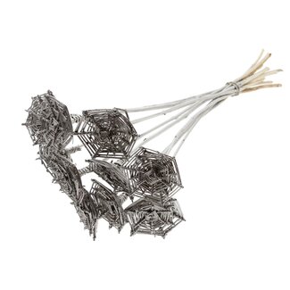 QC Rattan Lata Spiderweb on stick | Colour: Platinum-coloured | Lata Spiderweb flat Plant Stake | Length ± 50 centimetres | 10 plant stakes per bunch
