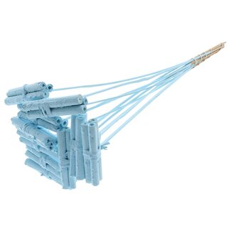 QC Decorative Jute Stick Posy on a Stick | Colour: Light Blue | Jute Stick Posy Insert | Length ± 50 centimetres | 10 inserts per bunch