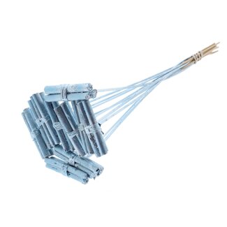 QC Decorative Jute Stick Posy on a Stick | Colour: Metallic Blue | Jute Stick Posy Insert | Length ± 50 centimetres | 10 inserts per bunch