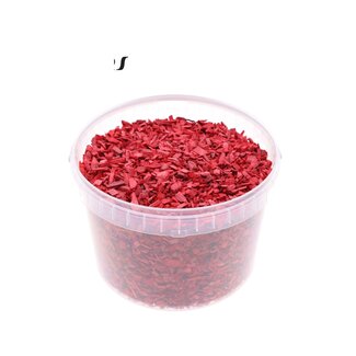 QC Holzschnitzel im Wiederverwendbaren Eimer | Farbe: Rot | Durchmesser 5 - 8 Millimeter | Inhalt 3 Liter | Pro Eimer