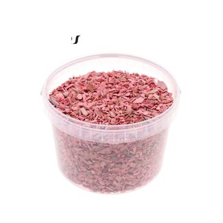 QC Holzschnitzel im Wiederverwendbaren Eimer | Farbe: Frosted Rosa | Durchmesser 5 - 8 Millimeter | Inhalt 3 Liter | Pro Eimer