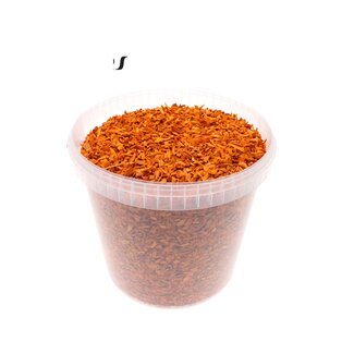 QC Holzschnitzel im Wiederverwendbaren Eimer | Farbe: Orange | Durchmesser 5 - 8 Millimeter | Inhalt 10 Liter | Pro Eimer