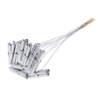 QC Decorative Jute Stick Posy on Stick | Colour: Silver | Jute Stick Posy Stake | Length ± 50 centimetres | 10 stakes per bunch
