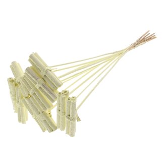 QC Dekorative Jute-Stäbchen Sträußchen auf Stab | Farbe: Cremefarben | Jute-Stick-Posy-Stecker | Länge ± 50 Zentimeter | 10 Stecker pro Bund