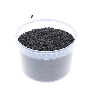 QC Petits Cailloux dans Seau Réutilisable | Couleur : Noir | Diamètre 4 - 6 millimètres | Contenu 3 litres | Par seau