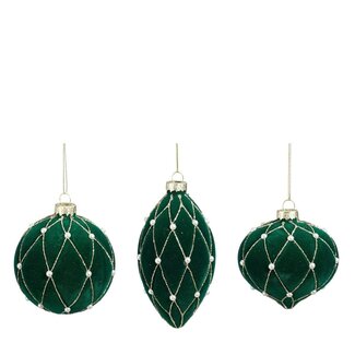 4A Christmas Hanging Baubles, Assorted | Colour: Green | Christmas decoration | Diameter 80 millimetres | Per 12 ornaments