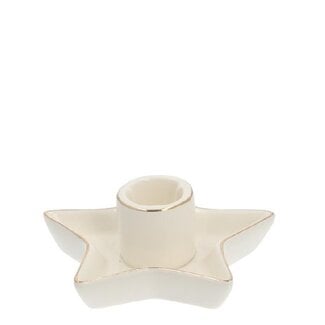 4A Natural White Ceramic Star Candlestick | Christmas Decoration | Diameter 10.5 centimeter | Height 3.5 centimeter | Per 6 candlesticks