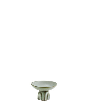 Stoneware bowl on stand - green