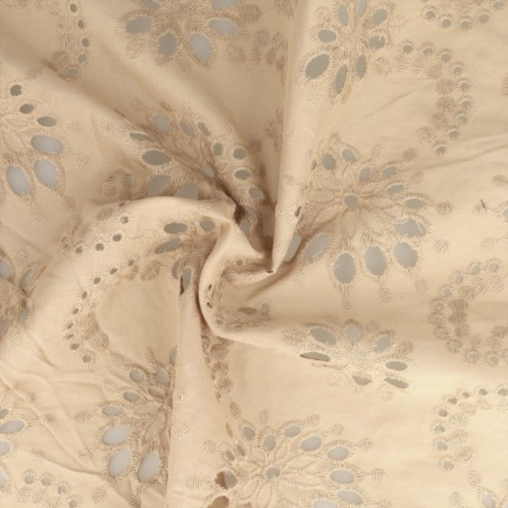 Broderie groot beige