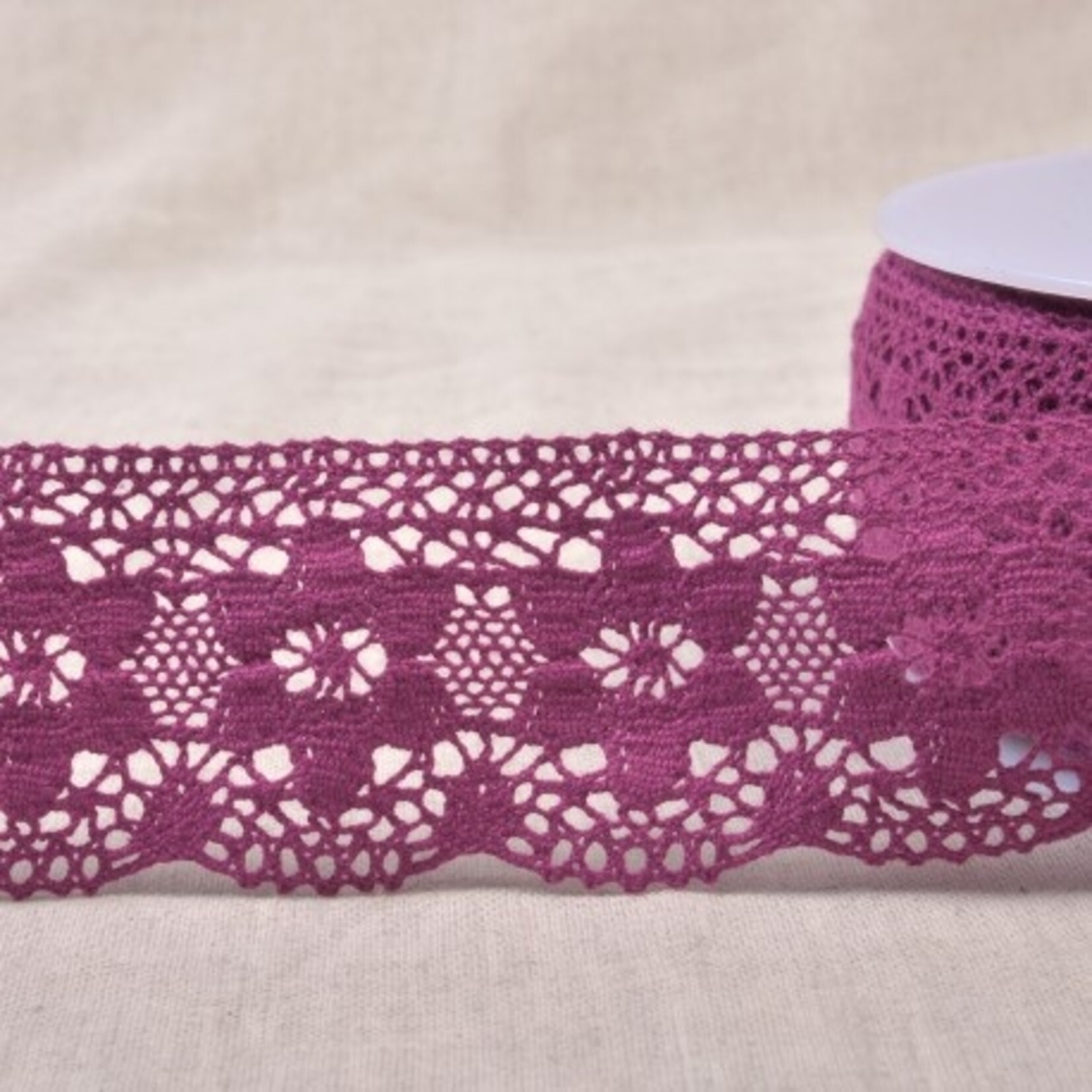 Katoenkant bloem 4cm - Violet