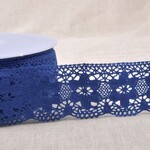 Katoenkant bloem 4cm - Royal Blue