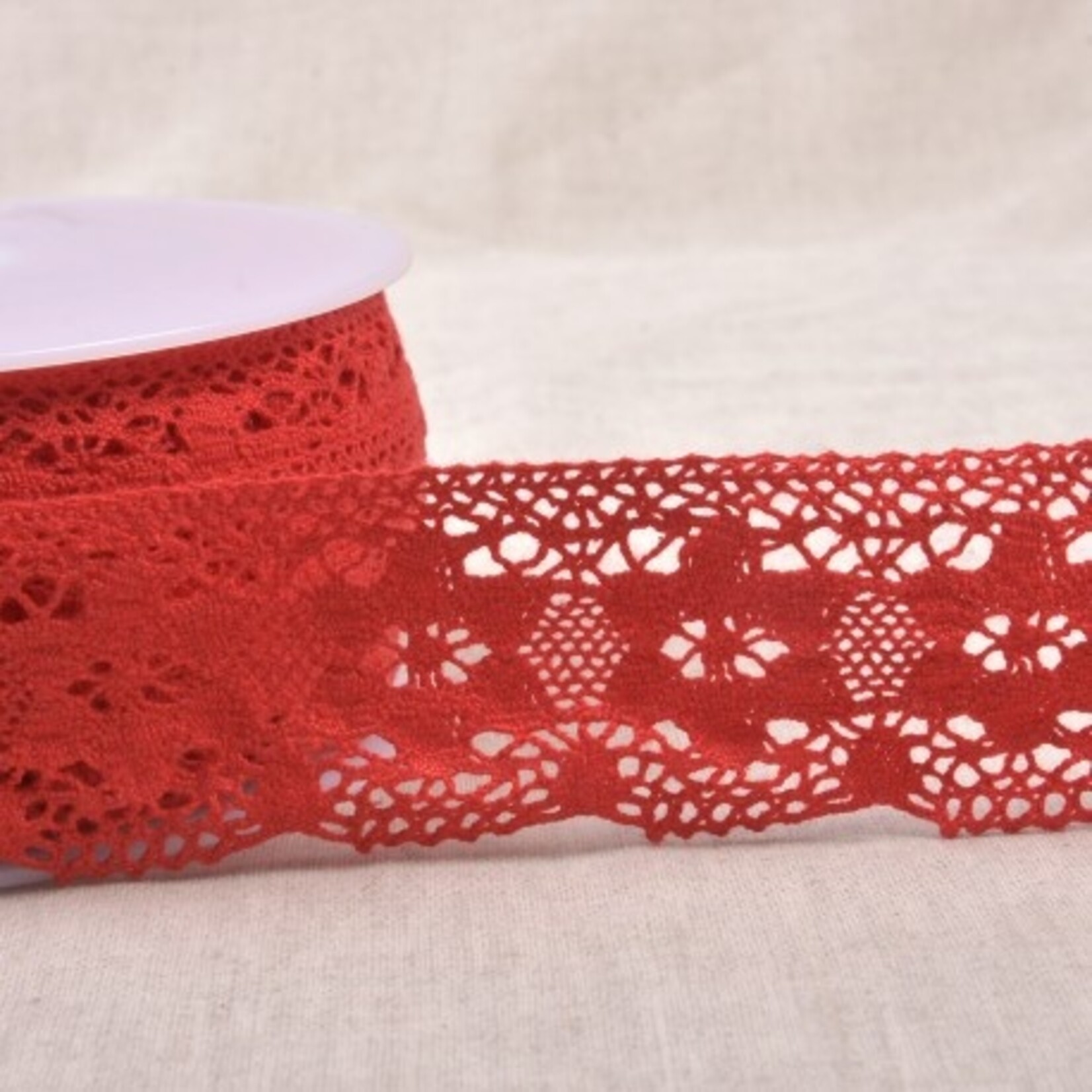 Katoenkant bloem 4cm - Red