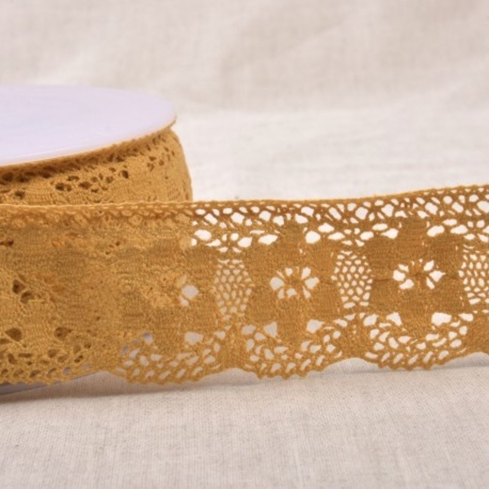 Katoenkant bloem 4cm - Mustard Yellow