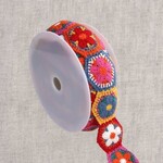 Galon rosace fleur multicolour