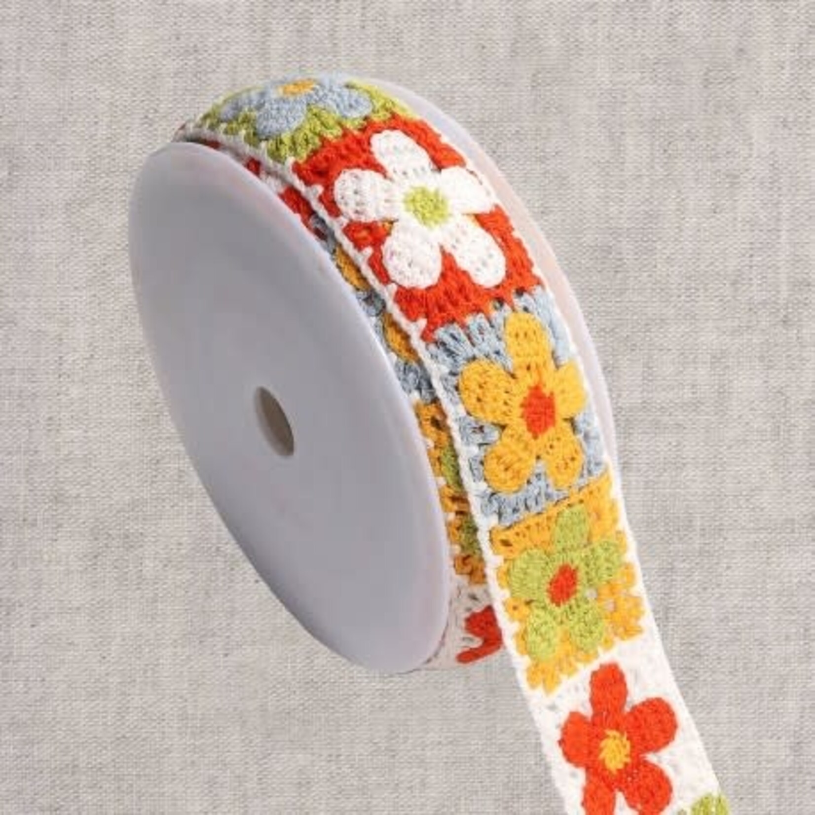 Galon rosace fleur wit