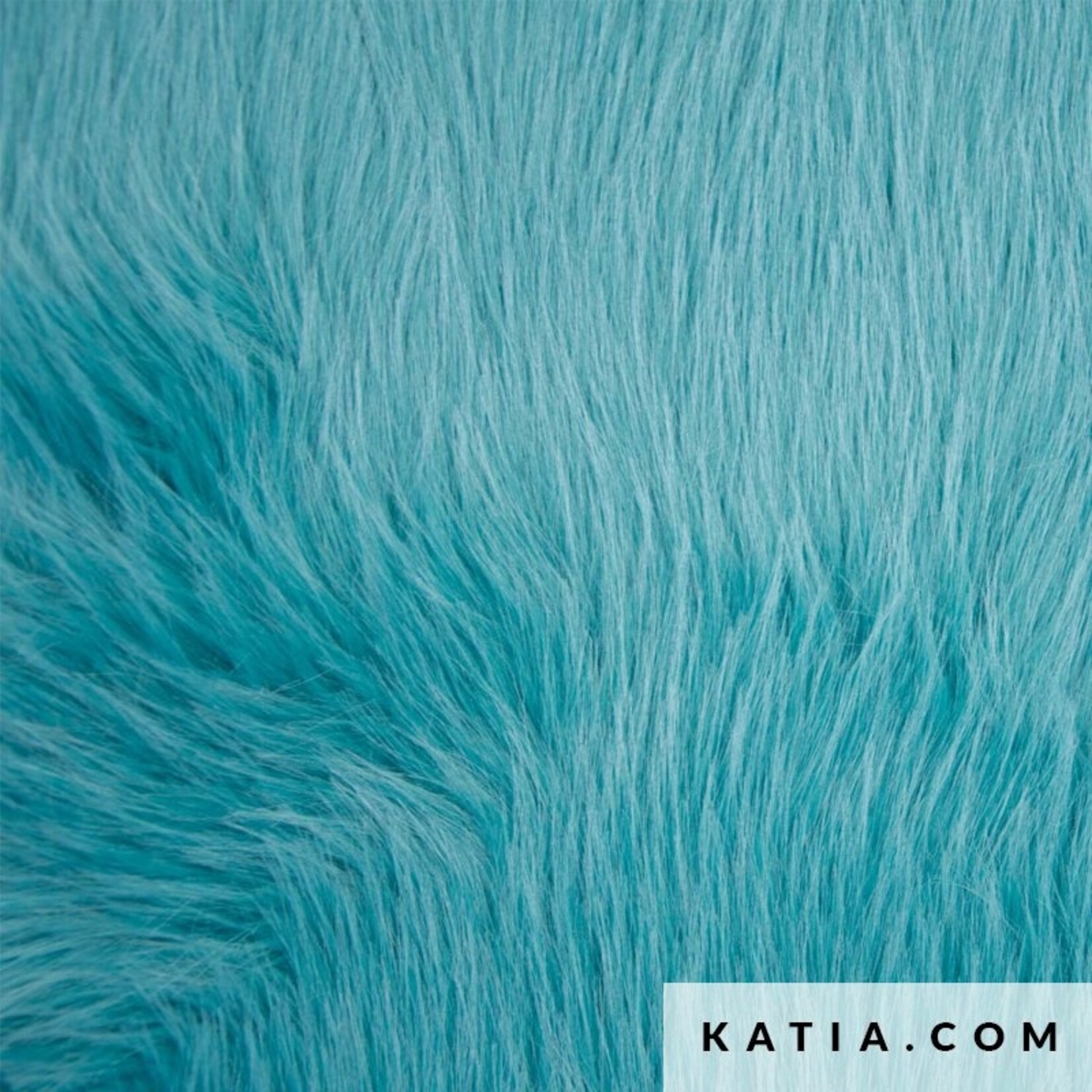 Vegan langharige bontstof aquablauw