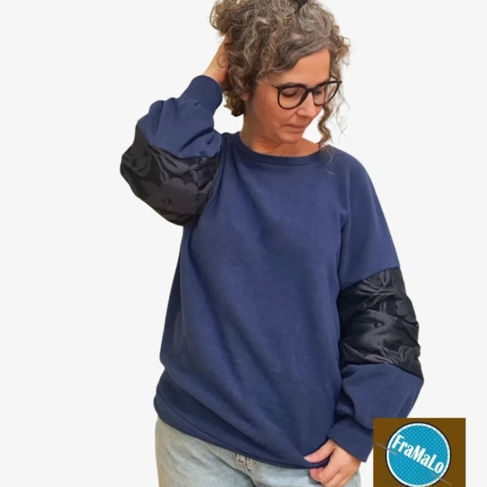 Laure sweater met geweven accent