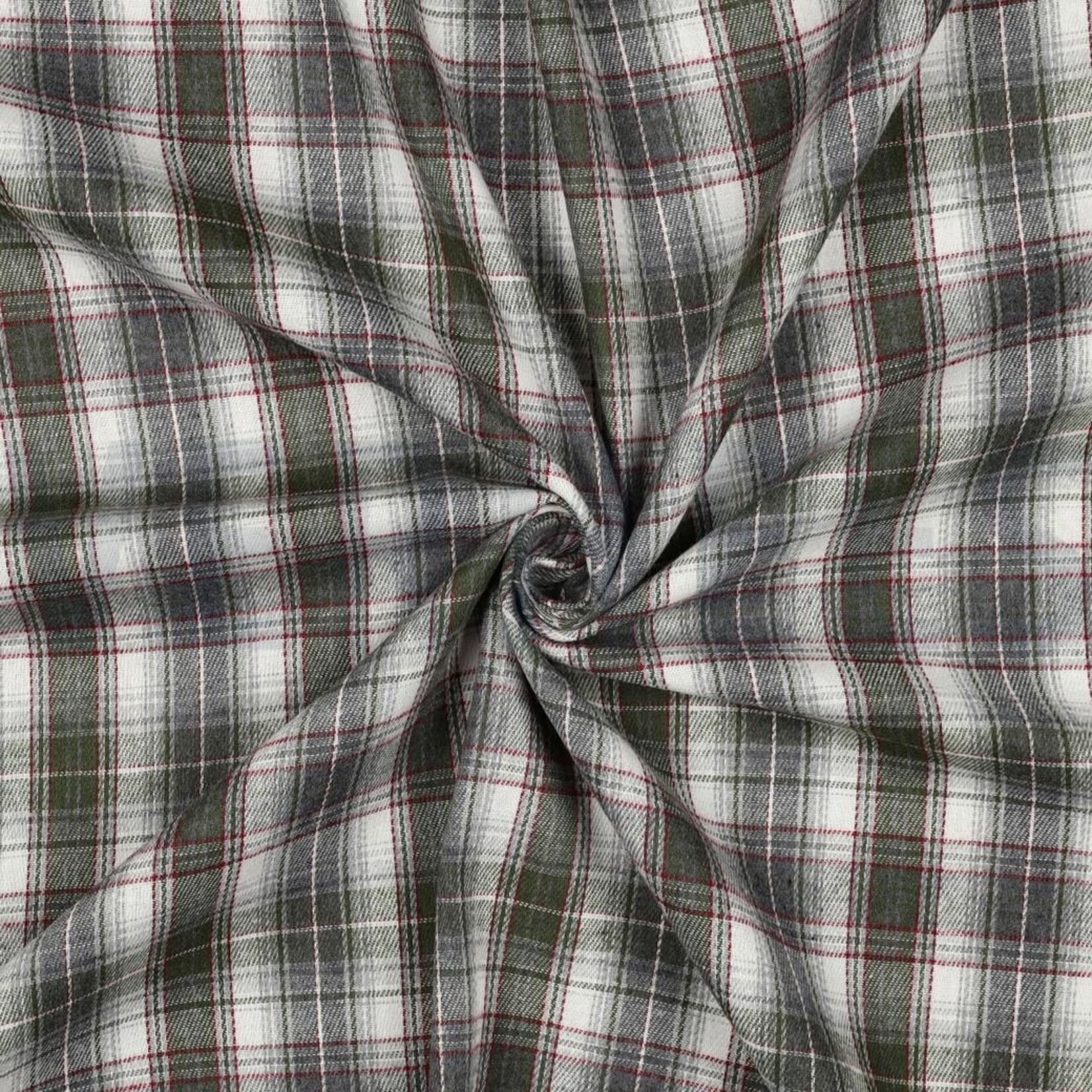 Brushed yarn dyed checks army green