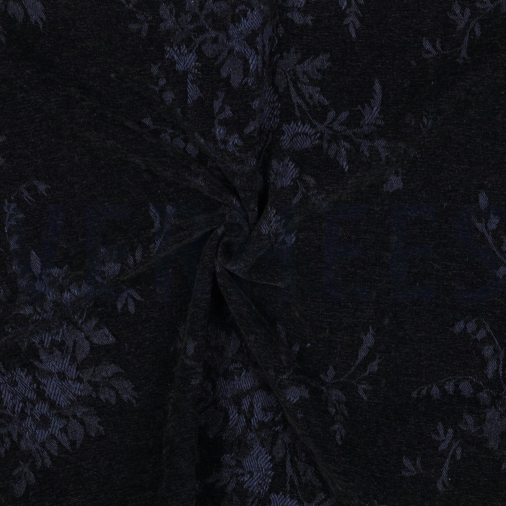 Denim velvet jacquaerd flowers black