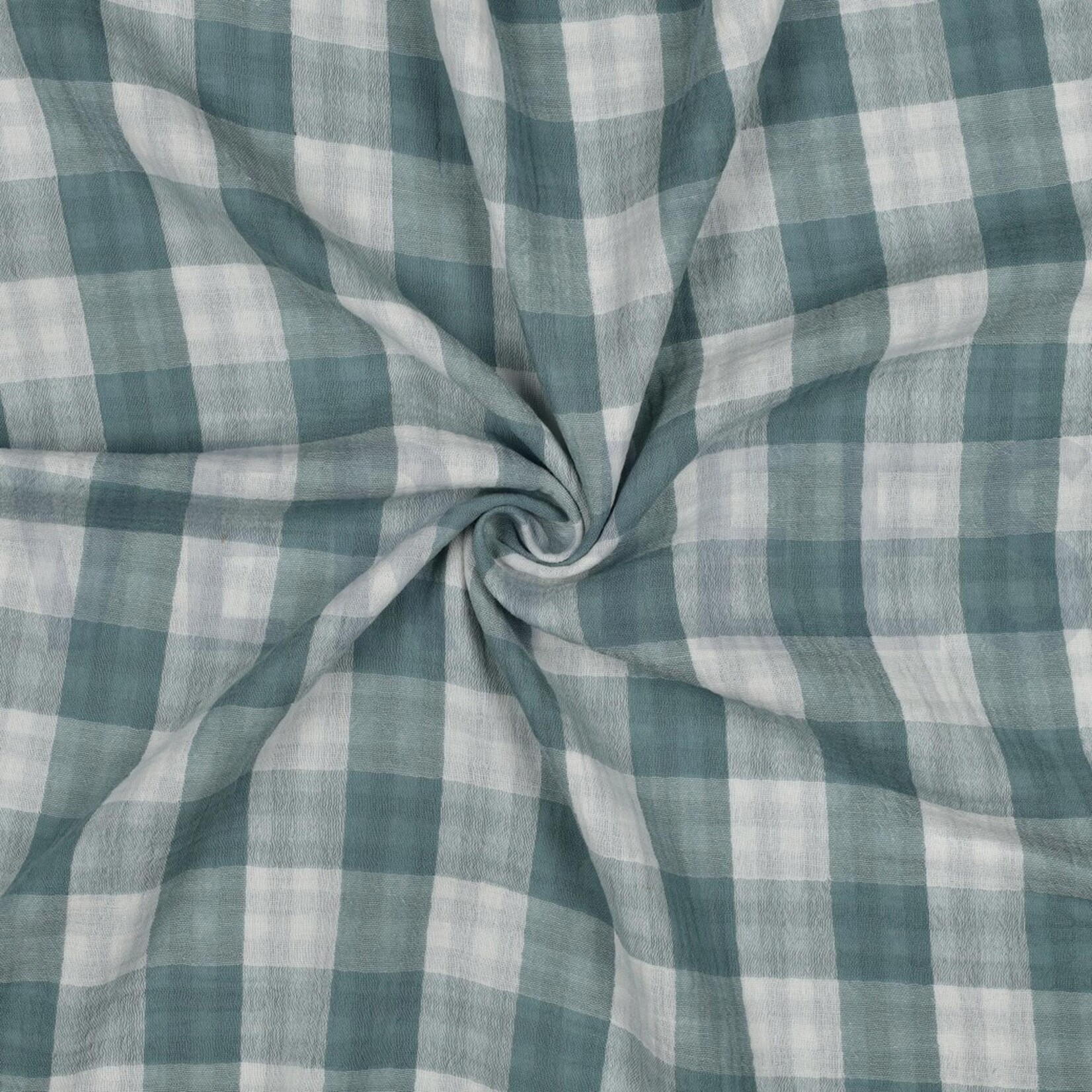 Double gauze double sided checks green