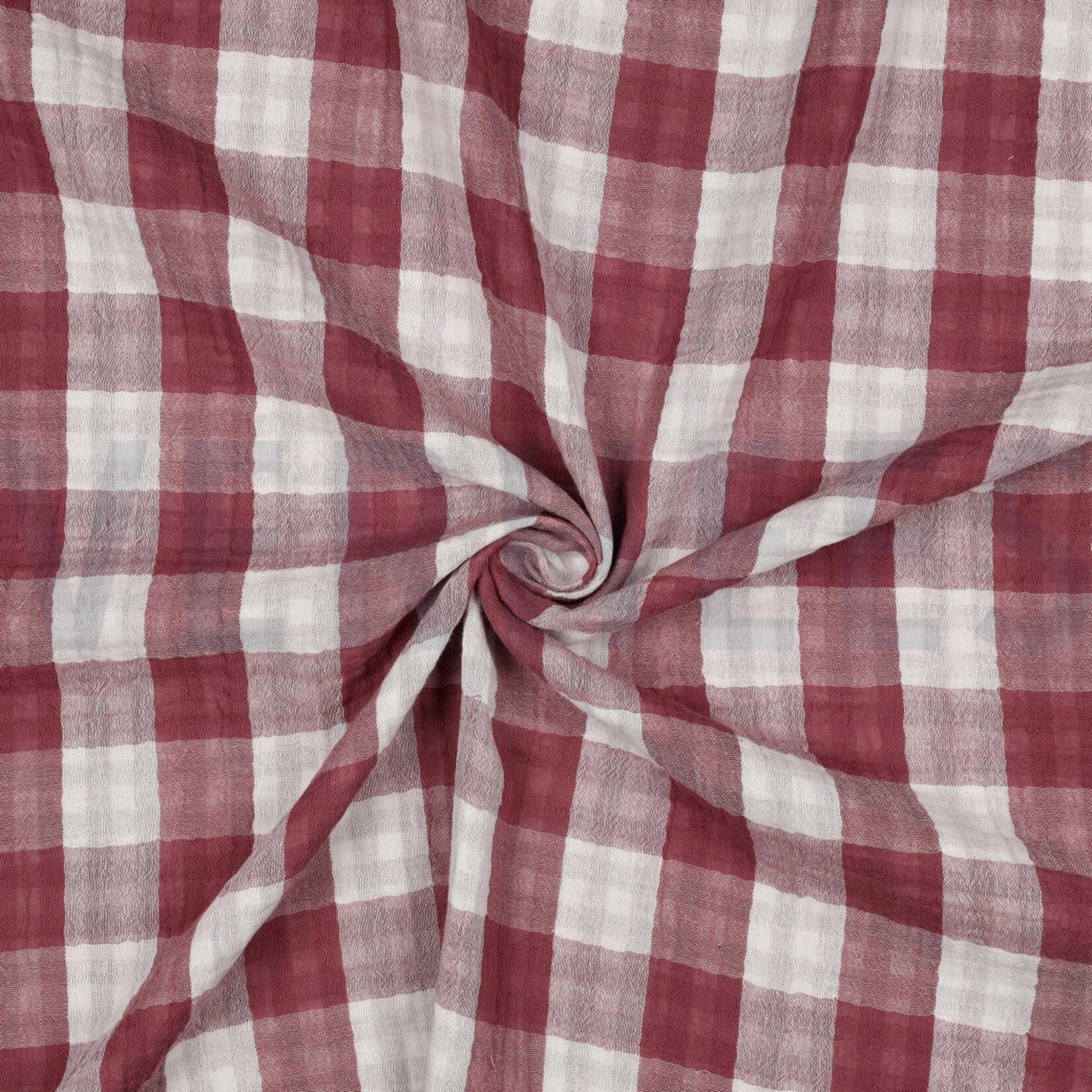 Double gauze double sided checks rosewood