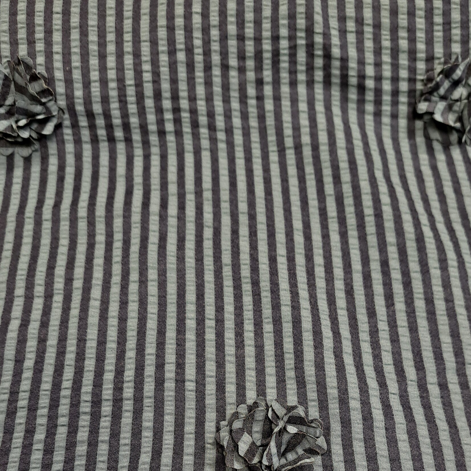 Viscose yarn dyed stripes flowers navy