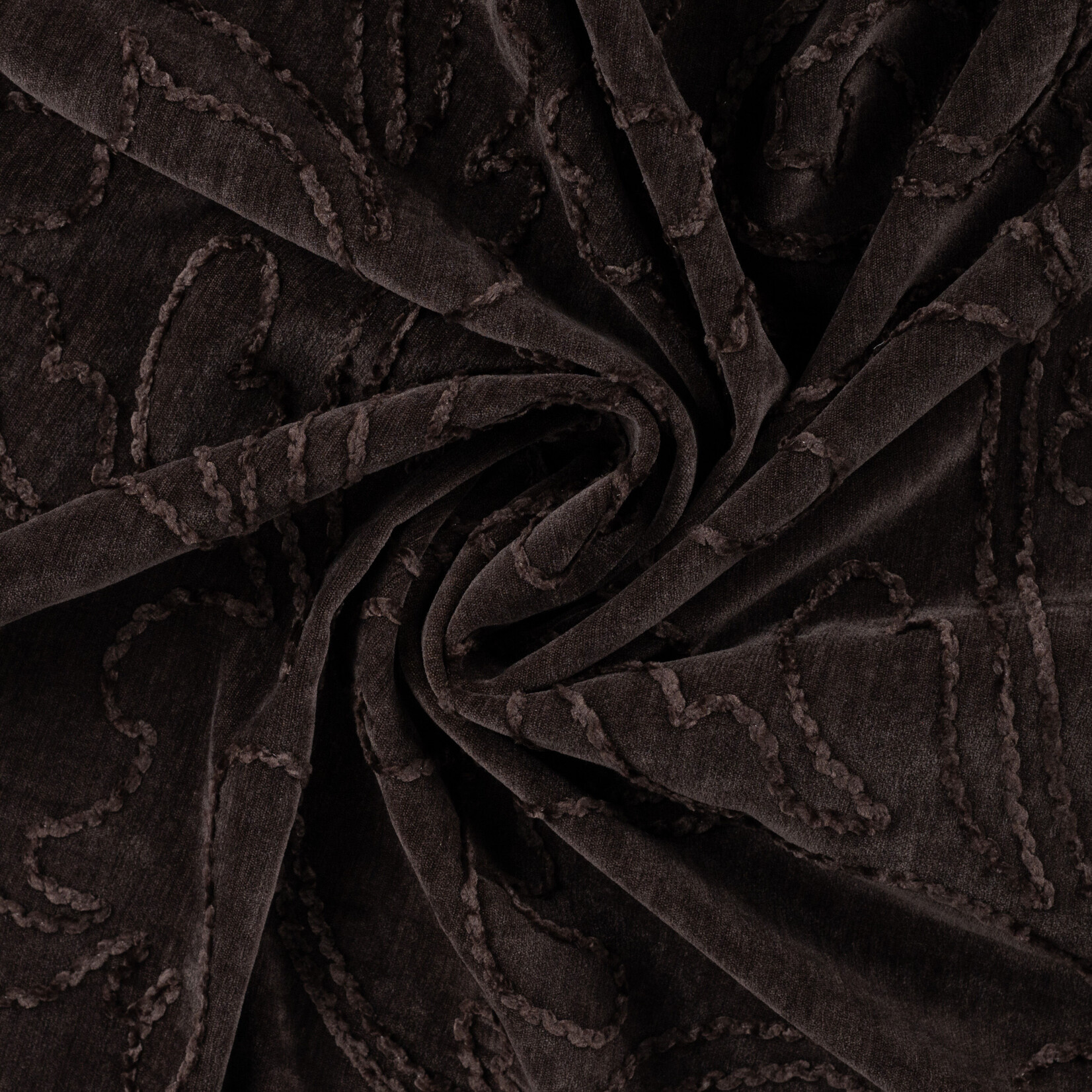 Chenille bengaline embroidery dark brown