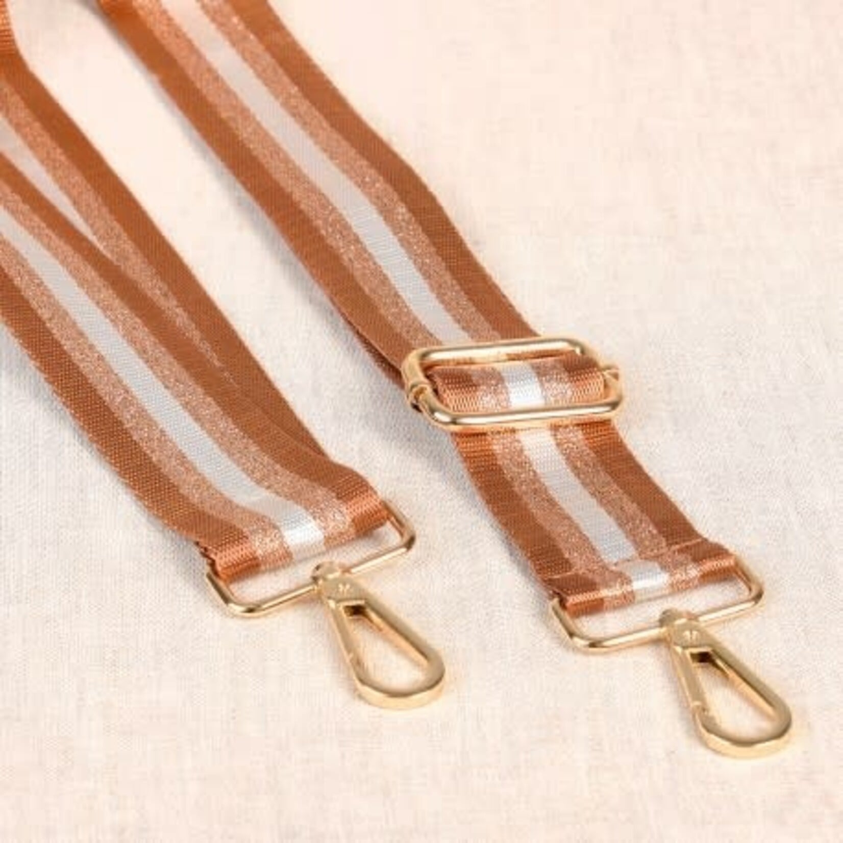 tassenband bruin-goud met strepen