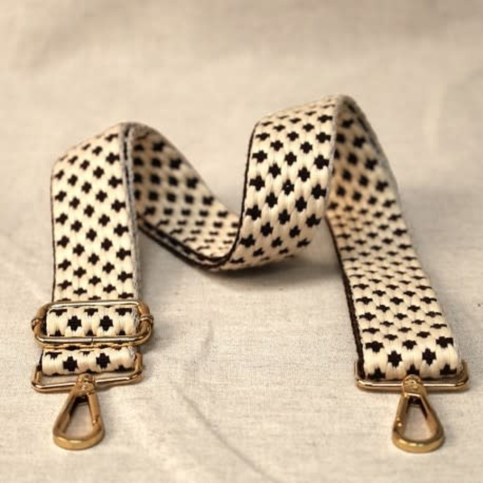 tassenband zwart-wit met stipjes