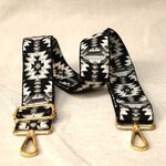 tassenband zwart-grijs met print