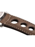 Raidillon Bracelet aéré en nubuck taupe surpiqué écru