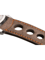 Raidillon Bracelet aéré en nubuck taupe surpiqué orange