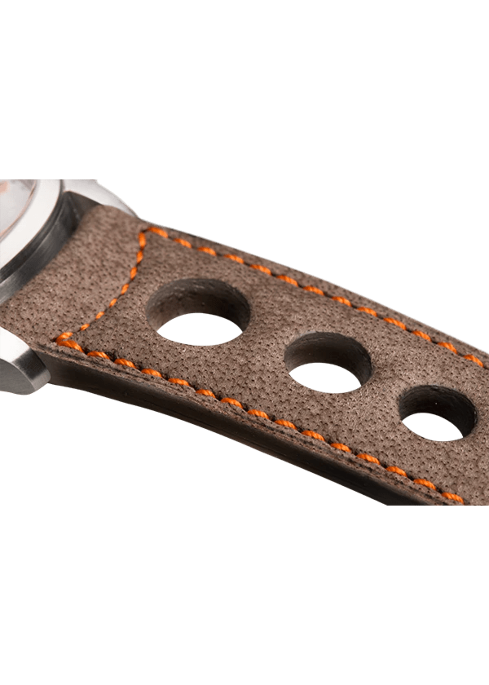Raidillon Bracelet aéré en nubuck taupe surpiqué orange