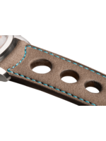 Raidillon Bracelet aéré en nubuck taupe surpiqué turquoise