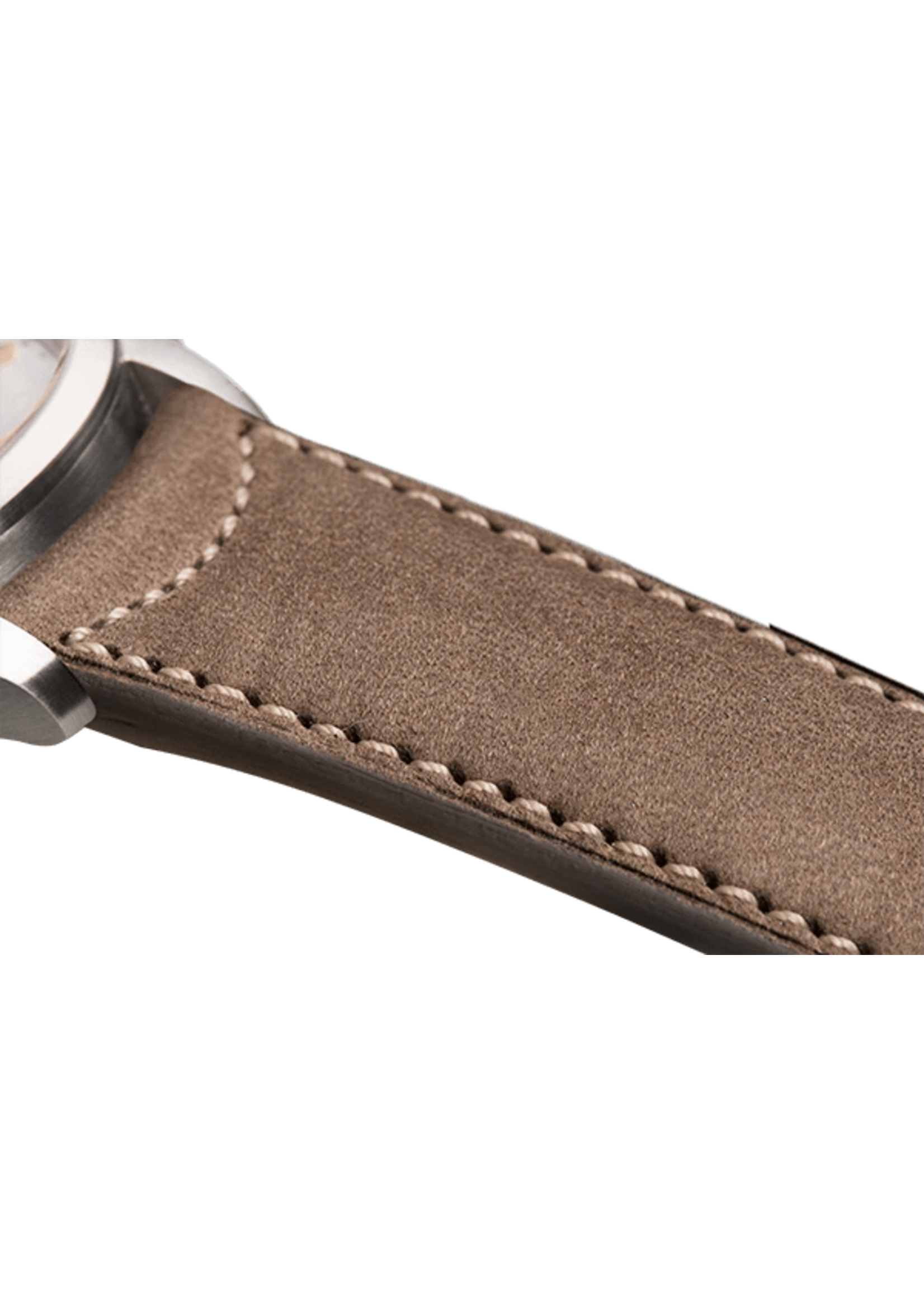 Raidillon Bracelet plein en nubuck couleur taupe supiqué écru