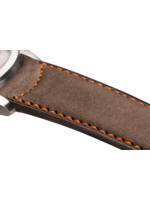 Raidillon Bracelet plein en nubuck taupe surpiqué orange