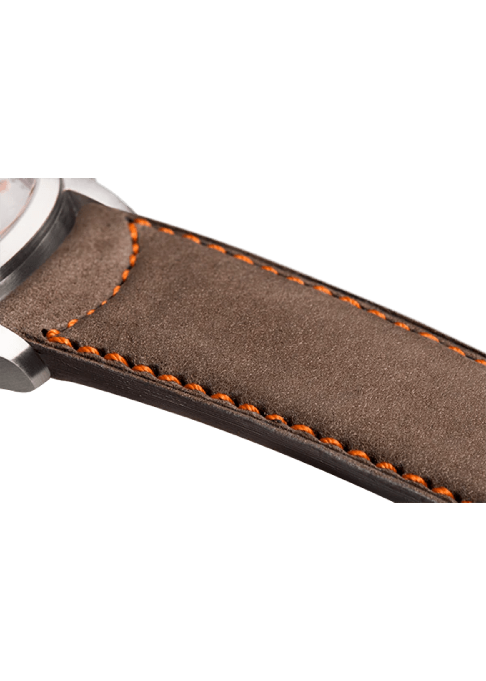 Raidillon Bracelet plein en nubuck taupe surpiqué orange
