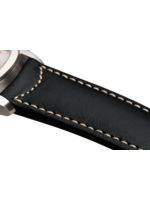 Raidillon Bracelet plein en cuir noir surpiqué écru