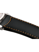 Raidillon Bracelet plein en cuir noir surpiqué brun