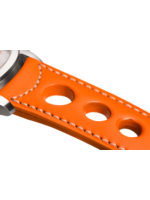 Raidillon Bracelet aéré en cuir orange surpiqué écru
