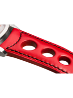 Raidillon Bracelet aéré en cuir rouge surpiqué noir