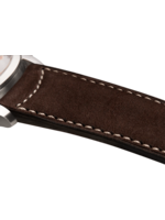 Raidillon Bracelet plein en nubuck brun foncé surpiqué écru