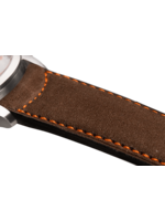 Raidillon Bracelet plein en nubuck brun surpiqué orange