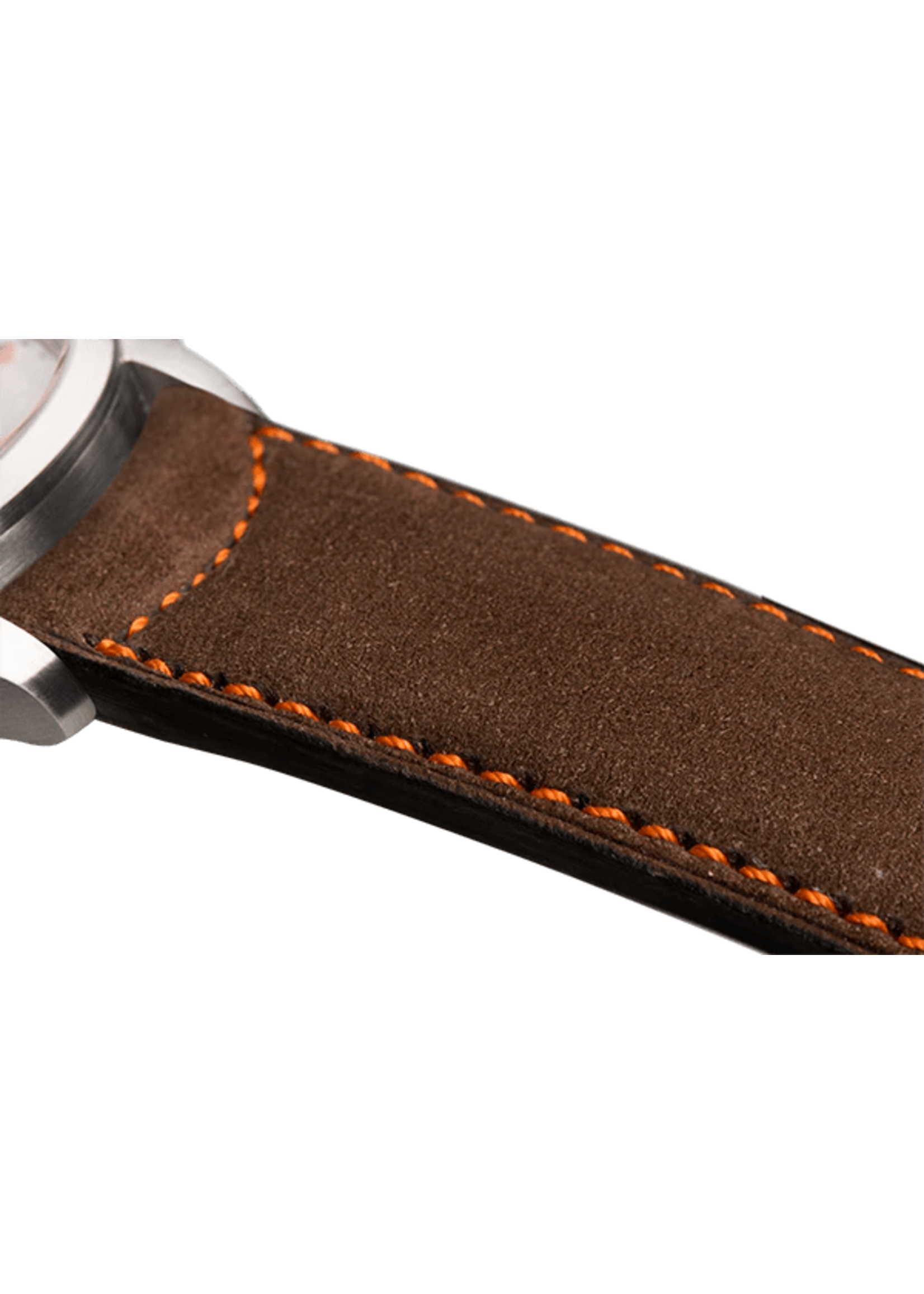 Raidillon Bracelet plein en nubuck brun surpiqué orange