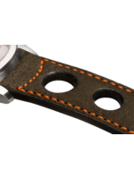 Raidillon Bracelet aéré en nubuck brun surpiqué orange